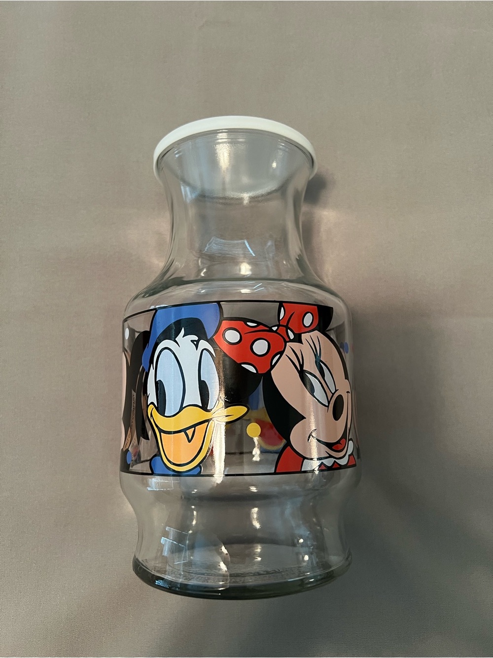 Vintage Anchor Hocking Disney Mickey and Minnie Juice Carafe Pitcher